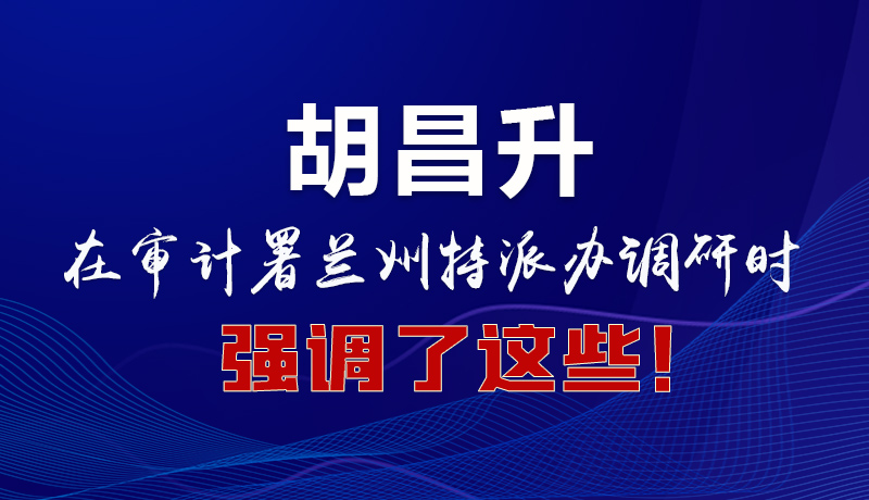 圖解|胡昌升在審計署蘭州特派辦調(diào)研時強調(diào)了這些！