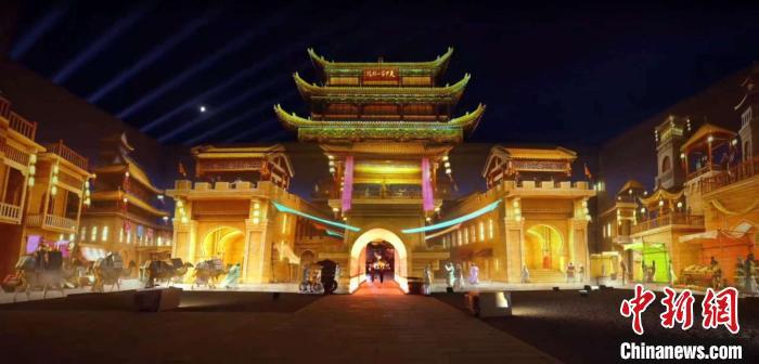 2024年7月15日，甘肅嘉峪關(guān)開(kāi)啟“夜游”模式。圖為夜游燈光劇《天下嘉峪關(guān)》光影效果。(甘肅嘉峪關(guān)關(guān)城景區(qū)供圖)