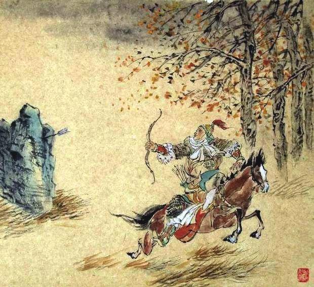 “林暗草驚風(fēng)，將軍夜引弓?！碑?huà)作