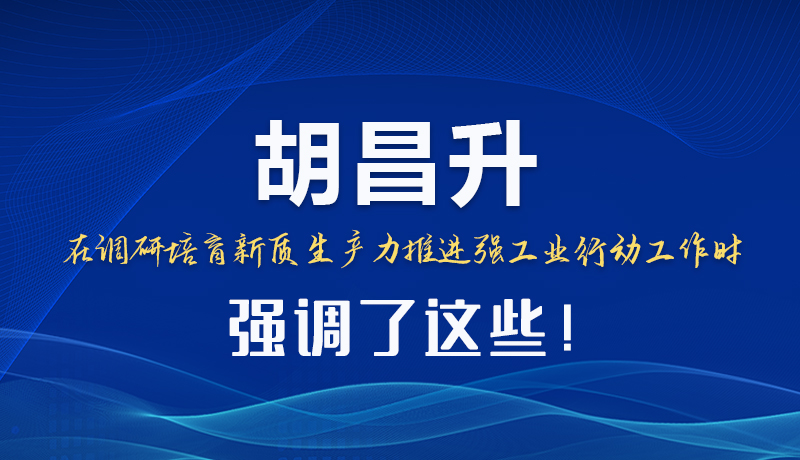 圖解|胡昌升在調(diào)研培育新質(zhì)生產(chǎn)力推進(jìn)強(qiáng)工業(yè)行動工作時強(qiáng)調(diào)了這些！